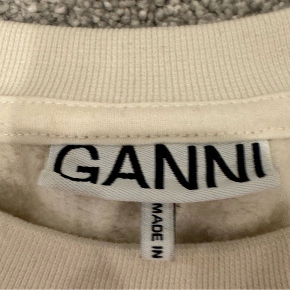Ganni Isoli Oversized Crewneck Sweatshirt Cream White Size Small Medium Like New - Picture 11 of 13